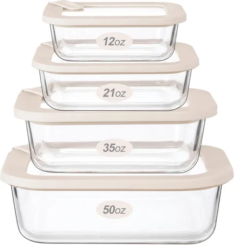 Vista 11 de Urban Green Contenedores de vidrio para almacenamiento de alimentos con tapas de vidrio, juego de recipientes de alimentos aptos para microondas