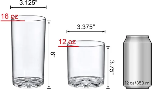 Vista 2 de Amazing Abby - Liberty - Vasos de plástico de 12 onzas y 16 onzas (juego de 16), vasos de plástico para beber, vasos de plástico reutilizables