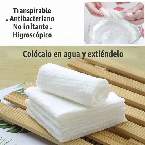 Vista 2 de 100 toallas comprimidas, toalla comprimida desechable, toalla comprimida para manos, toalla de campamento, tejido de monedas comprimido portátil