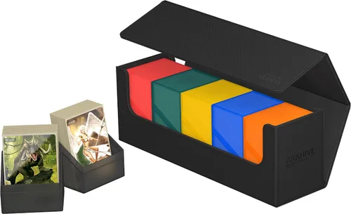 Vista 5 de Ultimate Guard Arkhive 400+, estuche para mazo para 400 cartas TCG con doble funda, negro, compatible con Boulders, cierre magnético y forro