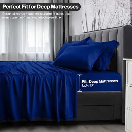 Vista 45 de LUX Décor - Juego de sábanas Twin de microfibra ultrasuave de 3 piezas con sábana encimera, sábana bajera de 16 pulgadas de profundidad y funda