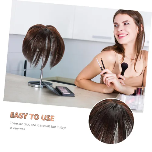 Vista 5 de Flequillos para el cabello, mini pinzas para el cabello, toppers invisibles de cabello humano con flequillo, clip en la parte superior, pelucas