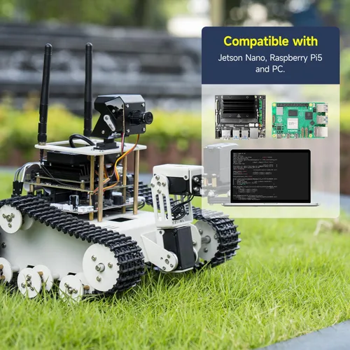 Vista 2 de Yahboom Proyecto programable DIY ROS Starter Tank Chassis Robot con cámara AI para Jetson Nano B01 Reconocimiento Seguimiento OpenCV MediaPipe