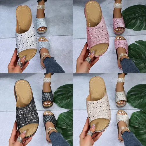 Vista 6 de Ladmiple - Sandalias ortopédicas de cuña para mujer, cómodas sandalias ortopédicas para caminar con soporte de arco 2024