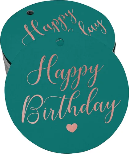 Vista 48 de Etiqueta de papel para colgar con texto en inglés «Happy Birthday» (50 unidades)