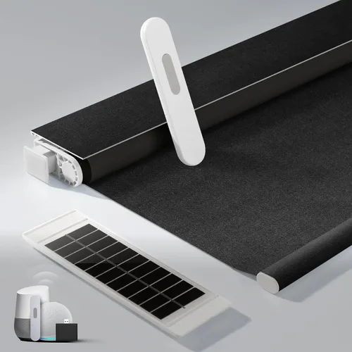 Vista 9 de Persianas motorizadas sin taladrar con control remoto, persianas automáticas opacas con panel solar, persianas enrollables eléctricas inteligentes