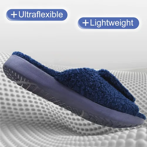 Vista 6 de ONCAI Pantuflas de casa para hombre con soporte de arco, sandalias de piel ortopédica para fascitis plantar plantilla ancha y correas ajustables