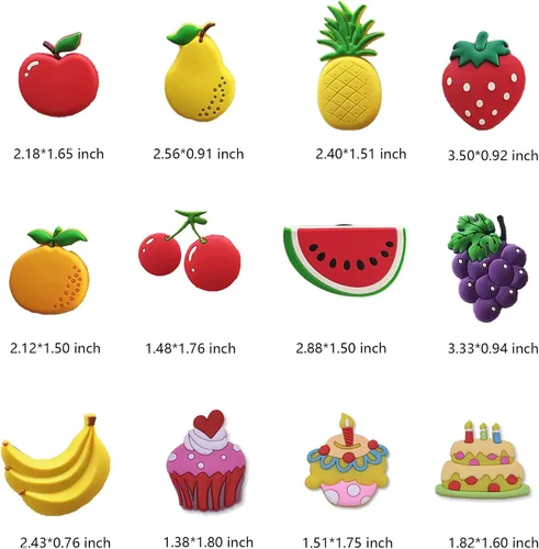 Vista 2 de Imanes de frutas para nevera, helado, refrigerador, frutas, decoración del hogar, calcomanías para pizarra blanca, 24 piezas