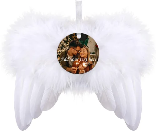 Vista 15 de Paquete de 4 adornos de Navidad personalizados 2025 de cerámica personalizada con foto y texto para decoración de árbol de Navidad, primera Navidad