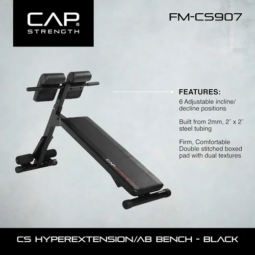 Vista 9 de CAP Barbell Hiperextensión/banco abdominal, negro