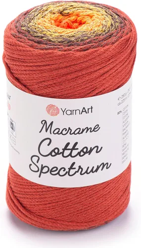 Vista 14 de YarnArt Macramé de Algodón Spectrum – Cuerda Multicolor 80% Algodón – 8.8 oz (250g), 246 yardas (225m) – Cuerda Colorida para Nudos, Tejido 512.2 in
