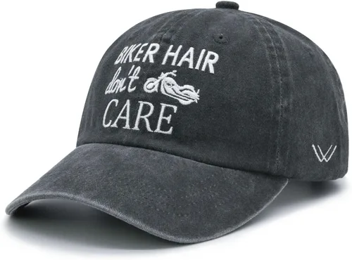 Vista 2 de Biker Hair Don't Care - Gorra de béisbol ajustable para mujer, mezclilla lavada