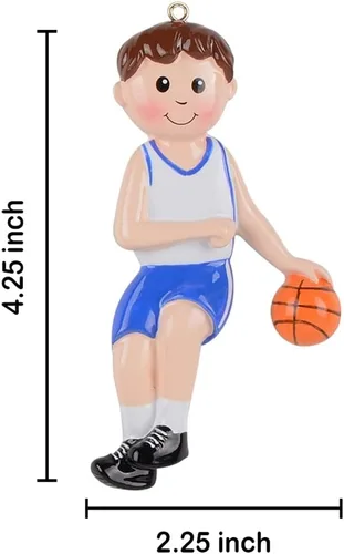 Vista 4 de Adorno personalizado de baloncesto para niño 2026, adorno de Navidad personalizado para niños, adorno deportivo para niños, regalo para jugador