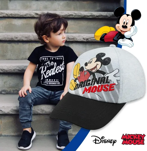 Vista 3 de Disney Gorra de béisbol de Mickey Mouse para niños, color rojo, gris, orejas dimensionales, cómics, elegante, edad 4-7, 2-4 años