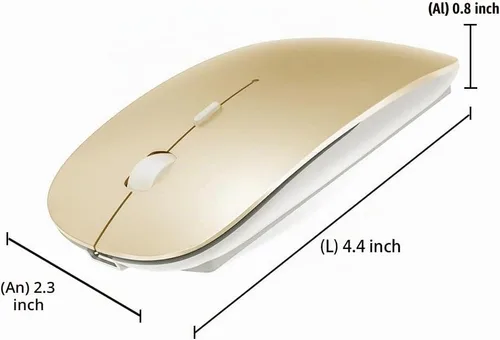 Vista 6 de KLO Mouse Bluetooth recargable para MacBook/MacBook Air/Pro/iPad, mouse inalámbrico para portátil/notebook/PC/iPad/Chromebook (Oro)