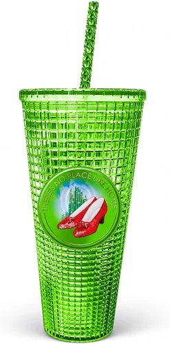 Vista 19 de Spoontiques Vaso de diamante festivo, 20 onzas - Vaso texturizado con pajita, aislamiento de doble pared, sin BPA - Una historia de Navidad