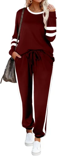 Vista 100 de Aloodor conjunto deportivo de 2 piezas para mujer, con sudadera con cuello redondo, sin botones