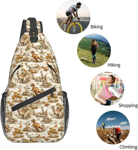 Vista 5 de Small Crossbody Bags for Women Men - Vintage Dinosaur Print Adjustable Shoulder Bag Fanny Packs Belt Sling Bag Crossbody Purses Backpack for Travel