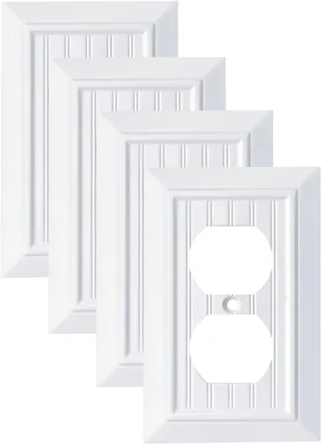 Vista 12 de Placas de pared clásicas de tablilla ranurada blanco puro, cubiertas de interruptor de luz, cubiertas de tomacorrientes eléctricos, placas