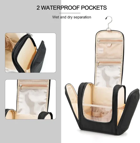 Vista 5 de COOSKY Neceser de viaje colgante extragrande para mujeres y hombres, bolsa de higiene, kit organizador de baño y ducha con soportes de banda