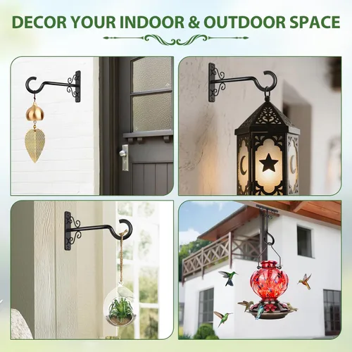 Vista 8 de BOLITE Colgadores de plantas, soportes colgantes de 6 pulgadas para plantas al aire libre o interior, ganchos de pared para colgar comederos