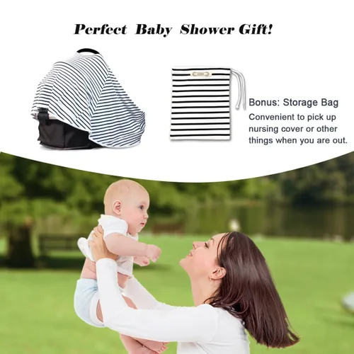 Vista 5 de Funda de lactancia para bebé y poncho de lactancia, cubierta multiusos para toldo de asiento de automóvil, cubierta de carrito de compras, cubierta