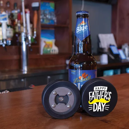 Vista 3 de Abridor de botellas de hockey para el Día del Padre, regalo personalizado impreso para el mejor papá, tamaño oficial, diseño personalizado de Thanks