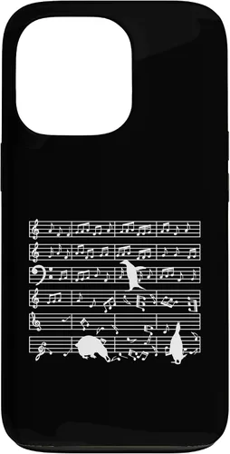 Vista 10 de iPhone 16 Notas musicales con pingüino en partitura musical - Estuche para profesor de música