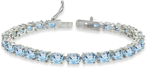Vista 25 de B. BRILLIANT Pulsera para mujer, pulsera de piedra natal, 0.236 x 0.157 pulgadas, de corte ovalado, auténtica o sintética, pulseras de plata de ley