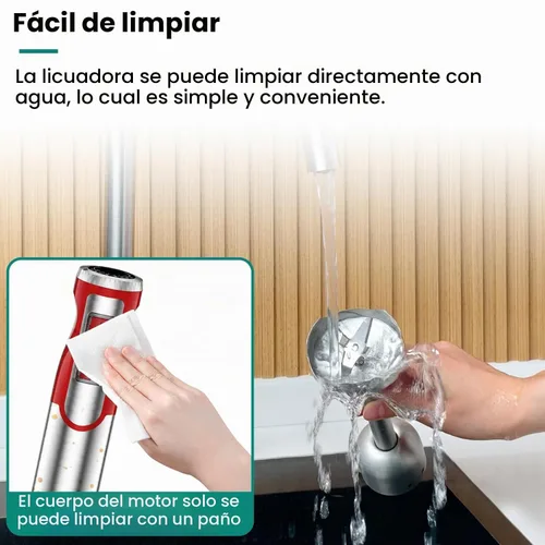 Vista 9 de Colarlemo Batidora de inmersión de mano 4 en 1 de 1800 W, batidora de mano para triturar hielo, alimentos para bebés, sopa, batidora de mano de 8