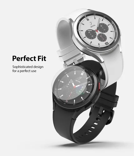 Vista 4 de Ringke Protector de pantalla de vidrio [paquete de 4] compatible con Samsung Galaxy Watch 4 Classic de 1.654 pulgadas, vidrio templado, dureza 9H