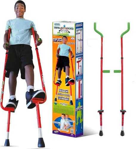 Vista 7 de Geospace Walkaroo Xtreme - Zancos de acero ajustables para niños, juego en interiores y exteriores, ejercicio, zancos de acero para adultos, hasta