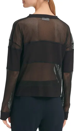 Vista 2 de DKNY Women's Logo Panel Mesh Crewneck Pullover