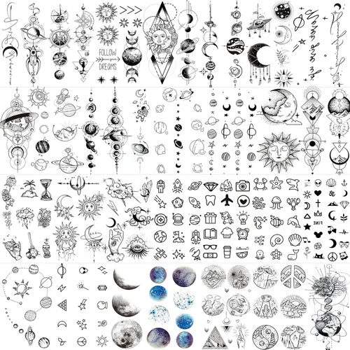 Vista 20 de COKTAK 6 Piezas/Lote Adhesivos Temporales Únicos de Henna Negra para Adultos, Mujeres, Niñas, Pluma, Mandala, Flor, Arte Corporal, Tatuajes Grandes