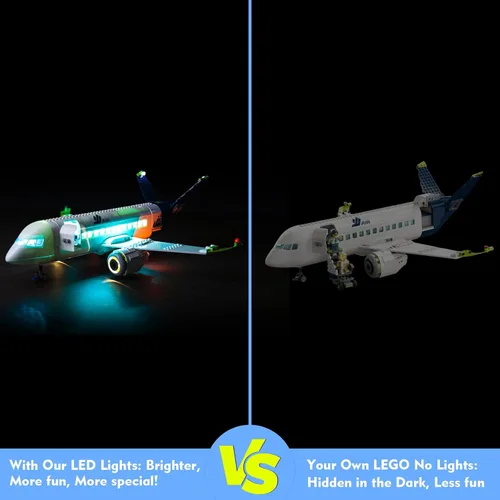 Vista 3 de LocoLee Kit de luz LED compatible con LEGO Passenger Airplane 60367, accesorios de iluminación creativa de bricolaje compatibles con LEGO 60367