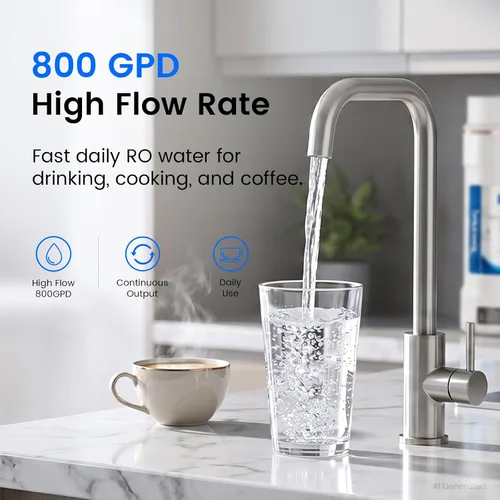 Vista 7 de Purewell Sistema de filtro de agua de ósmosis inversa sin tanque U01 800 Blanco