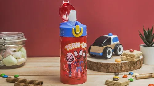 Vista 13 de Zak Designs Marvel Spider Man - Botella de agua para niños con cubierta de boquilla y aro de transporte, hecha de plástico duradero, diseño