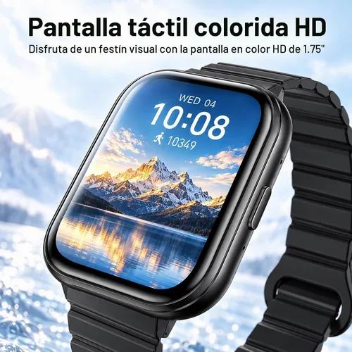 Vista 8 de Smart Watch with Call/Dial, Bluetooth Call, 1.75" HD Fitness Tracker, Black Black 1.75