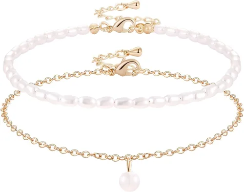 Vista 8 de MJartoria Tobilleras en capas para mujer, cadena de diamantes de imitación plateada, cadena de tobillo delicada, simple, multicapa, cadena de pie