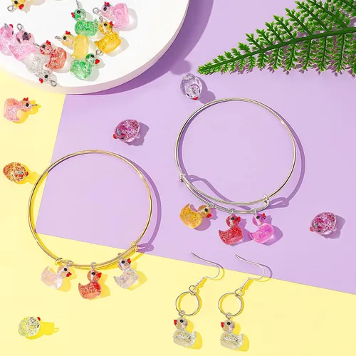 Vista 3 de Jetec 40 dijes de pato de resina, cuentas para mujeres adultas, fabricación de joyas, pulseras, collares, aretes, llavero, manualidades, regalos