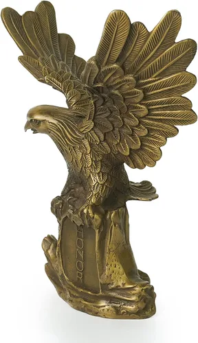 Vista 2 de DreamsEden Estatua de águila calva americana, pequeña figura patriótica de águila de metal de bronce, decoración del hogar, 9.75 pulgadas de alto