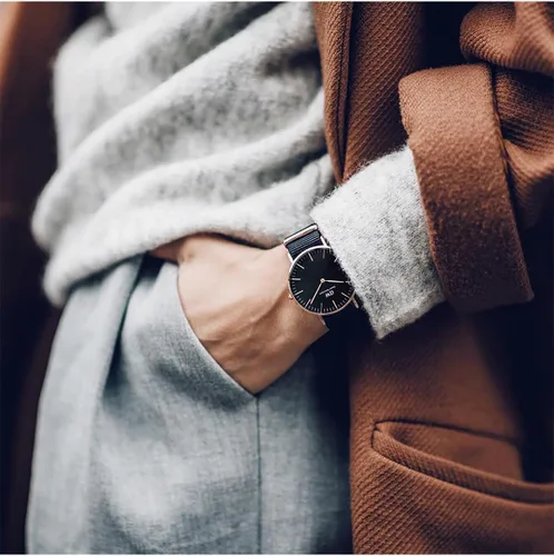 Vista 3 de Daniel Wellington Reloj Clásico Tela Oro Rosa (Poliéster)