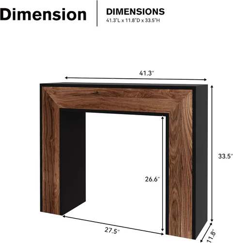 Vista 2 de Mesa de entrada de 41 pulgadas con luz LED, mesa consola de madera de granja detrás del sofá, mesa de sofá rústica estrecha para sala de estar, mesa