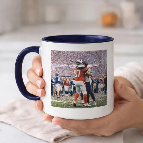 Vista 4 de Taza de café personalizada de 11 onzas de cerámica – Agregue foto, texto o logotipo Taza con imagen personalizada, impresión a doble cara, apta