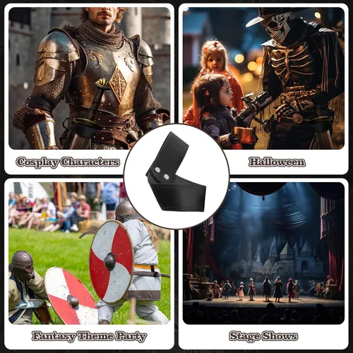 Vista 6 de Funda de piel sintética para espada, soporte de transporte para cinturón de katanas, funda de daga de espada, funda de estoque para hombres adultos