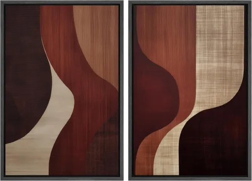 Vista 71 de SIGNWIN Lienzo enmarcado para pared, ilustraciones abstractas texturizadas en tonos beige terrosos, arte moderno, decorativo, contemporáneo