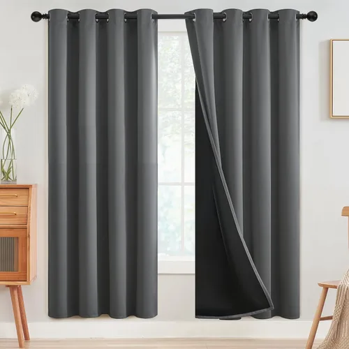 Vista 86 de SimpleHome - Cortinas opacas 100% para recámara, cortinas de ventana con ojales beige, con aislamiento térmico, cortinas de oscurecimiento