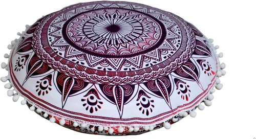 Vista 17 de CRAFT KALA - Funda de cojín redonda de 22" con mandala bohemio para meditación, para sala, asientos, pufs, para sala de estar, sala de yoga, hogar