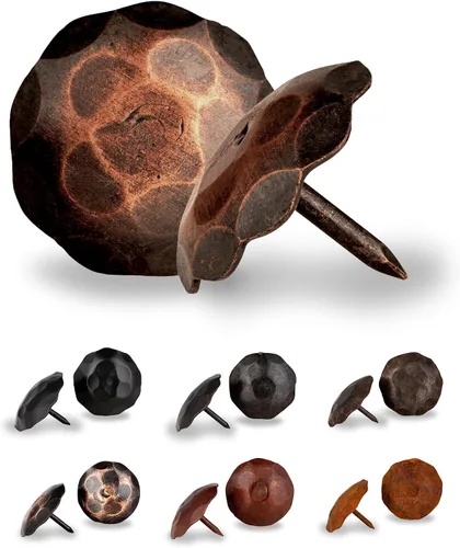 Vista 31 de 10 Pack 0.75" Round Head Iron Clavos Decorative Nails – Black – Handmade Rustic Round Fasteners for Farmhouse Shutters, Faux Wood Beams, Barn Doors