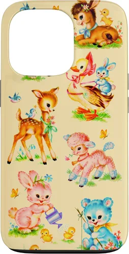 Vista 10 de Vintage Baby Animals Nursery 50's Retro Yellow Case for iPhone 17
